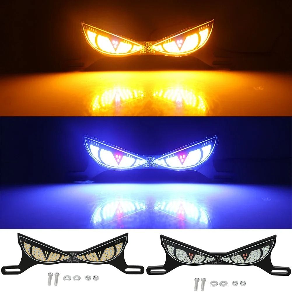 Universal 12V Motorcycle LED Devil Eye License Plate Tail Light