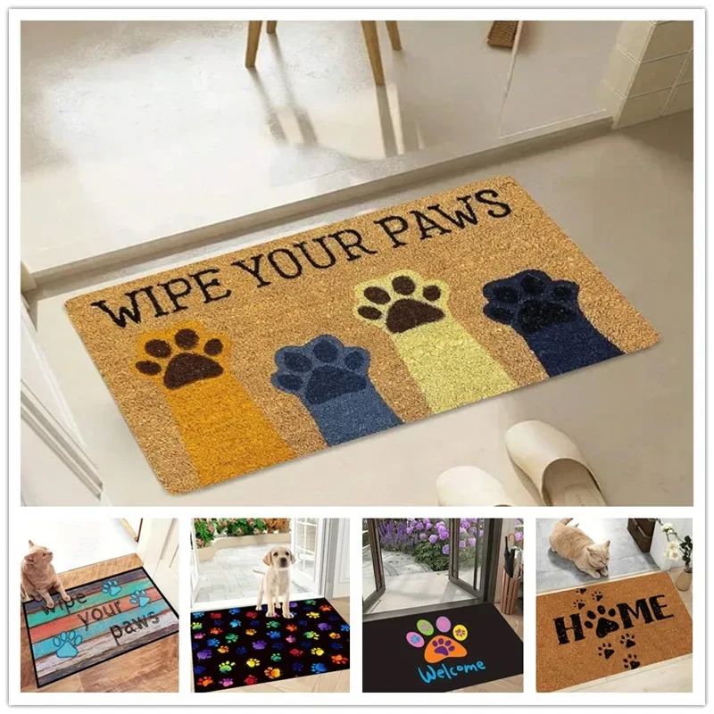 Cat Paw Print Doormat Absorbent Washable Entrance Rug
