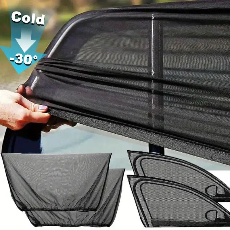 Breathable Car Window Mosquito Net Sun Shade Set for Front and Rear Windows