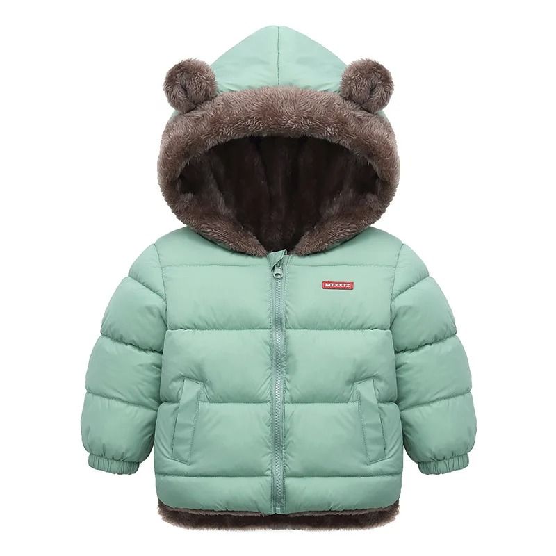Childrens Thick Fleece Hooded Jacket - Winter Cashmere Padded Outerwear