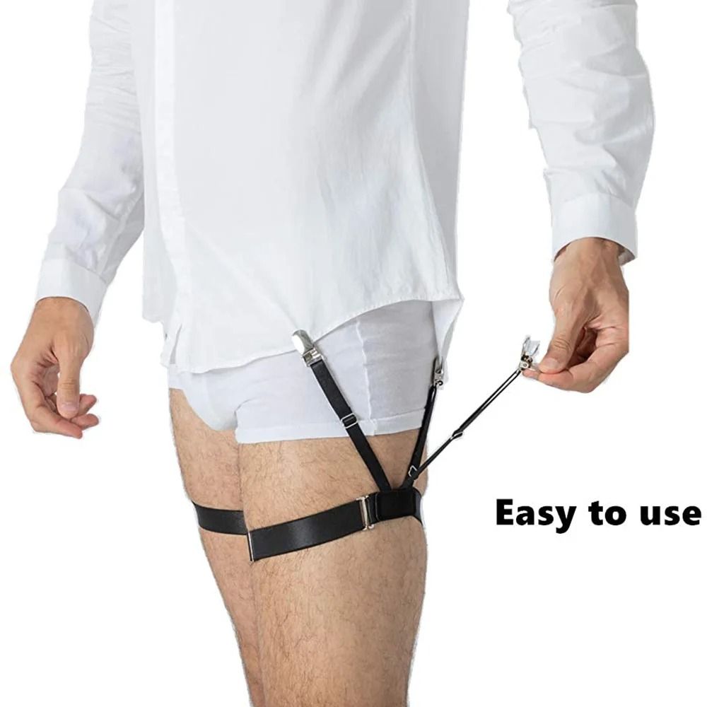 Mens Adjustable Shirt Stays – Elastic Non-Slip Garters to Keep Shirts Neat and Tucked All Day
