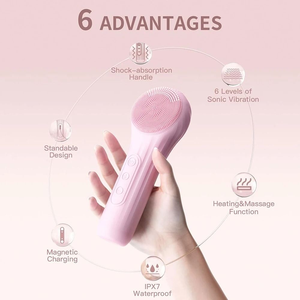 Rechargeable Sonic Facial Cleansing Brush Waterproof Deep Clean Face Scrubber