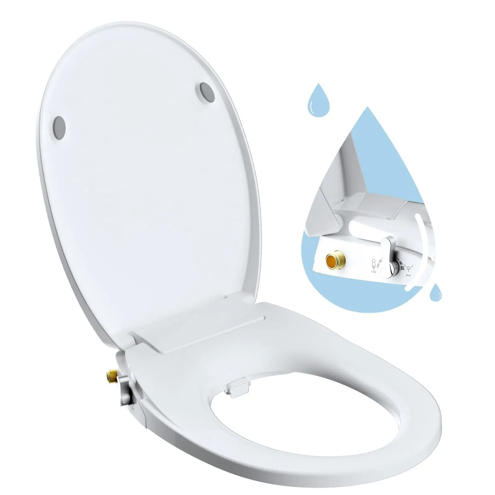 Elongated Bidet Toilet Seat with Slow-Close Technology