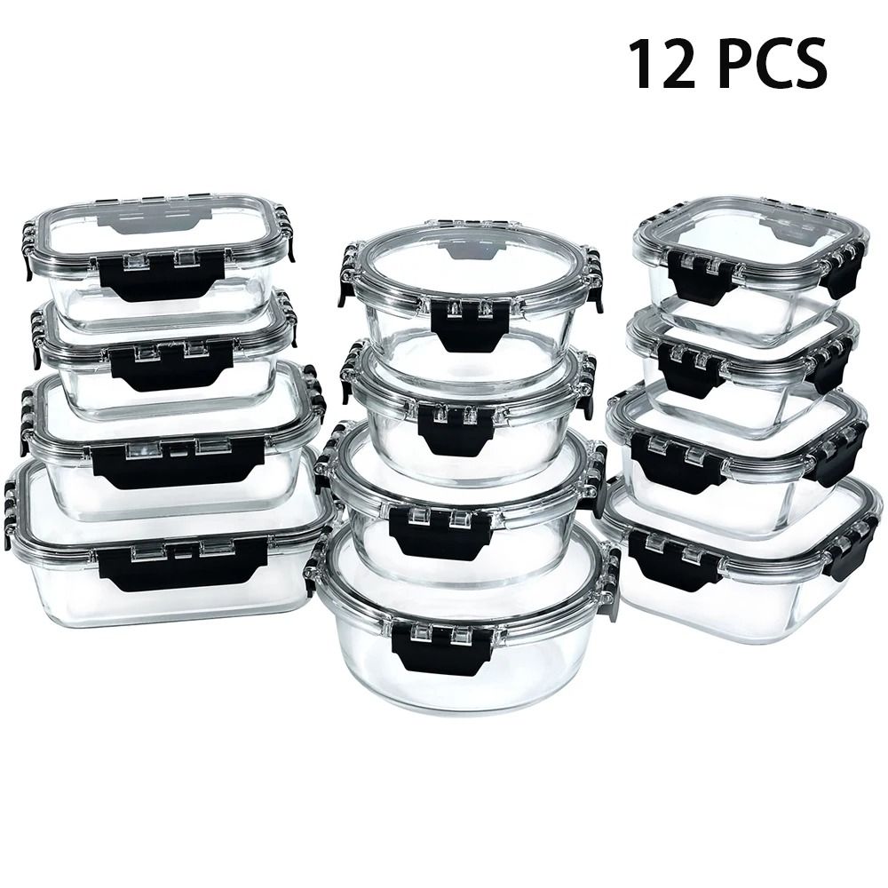 12-Piece Glass Lunch Box Set and Airtight Meal Prep Containers