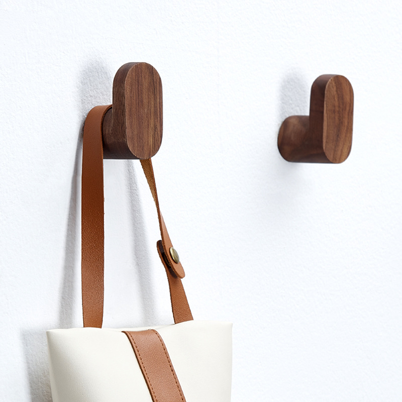 Wall Mounted Coat Hook Hanger, New Natural Wood Clothes Holder, Decorative Key Rack, Hat Scarf Handbag Storage