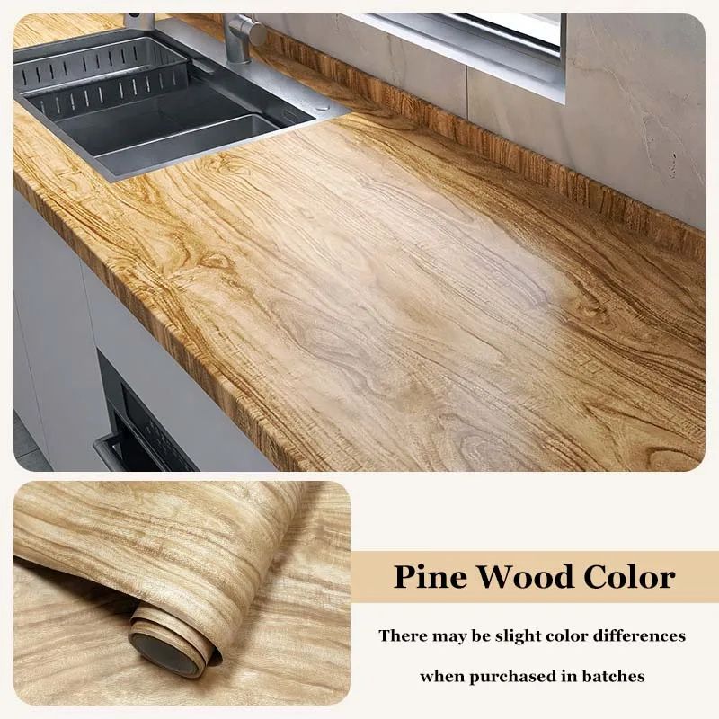 Wood Grain Peel & Stick Cabinet Film - Waterproof, Flame-Retardant Kitchen Renovation Wrap