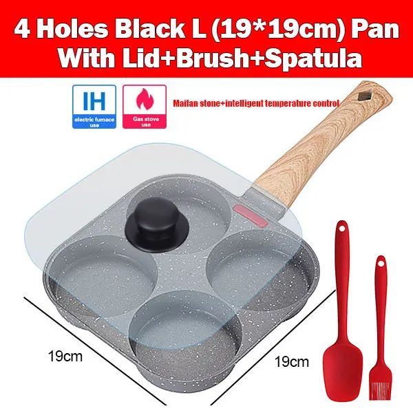 4-Cup Nonstick Omelet Egg Frying Pan with Lid – Thickened Breakfast Pancake Skillet