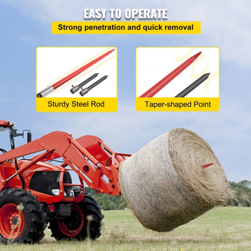 Heavy-Duty Hay Bale Spear Set, Quick Attach 49