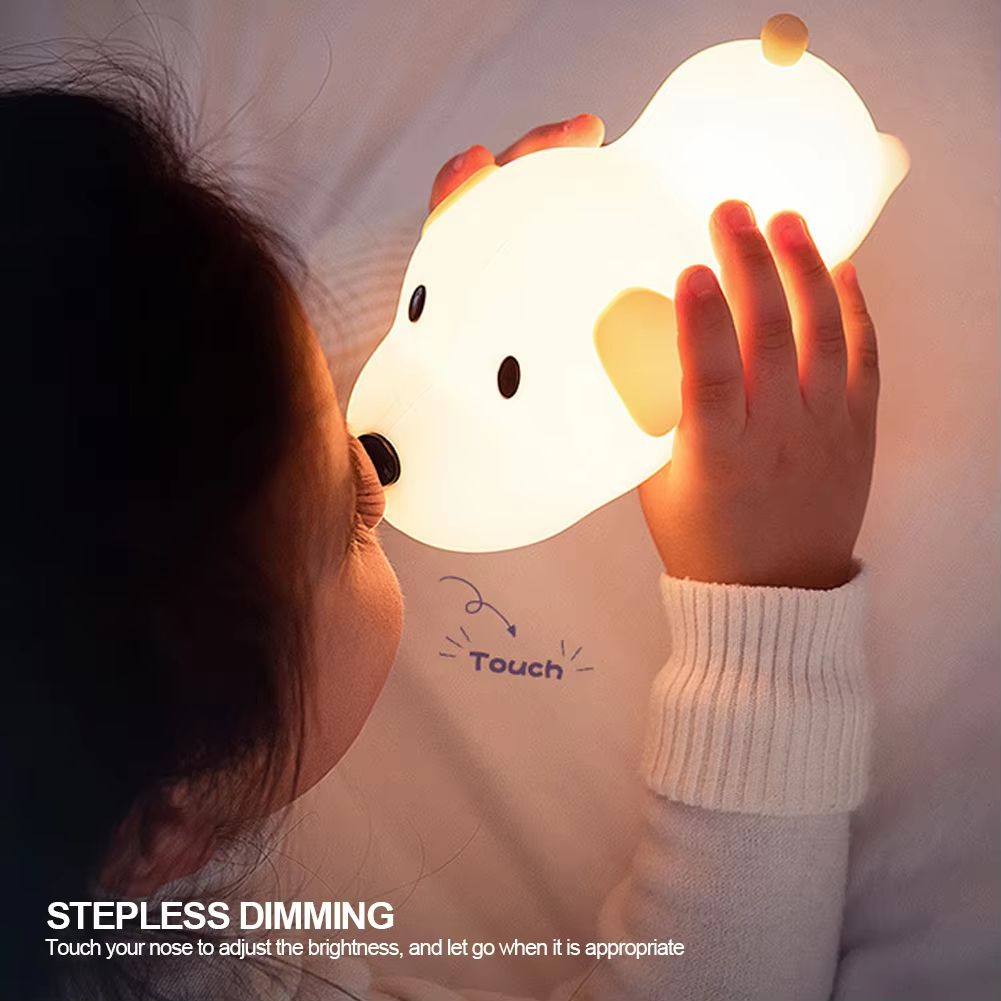 USB Rechargeable Silicone Puppy Night Light Touch Sensor Color Changing Bedside Lamp