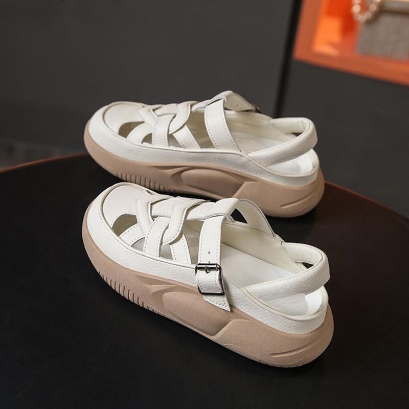 Red Roman Sandals for Women, Crisscross Strap Platform with Metal Buckles, Stylish Breathable Summer Vacation Shoes