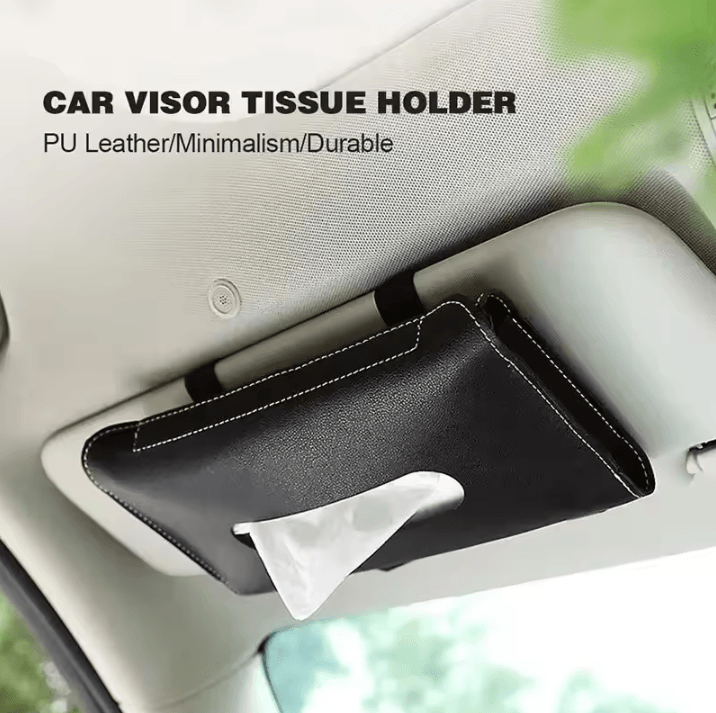 Detachable PU Leather Tissue Box Car Visor Storage Accessory for SUV, Sedan and Truck