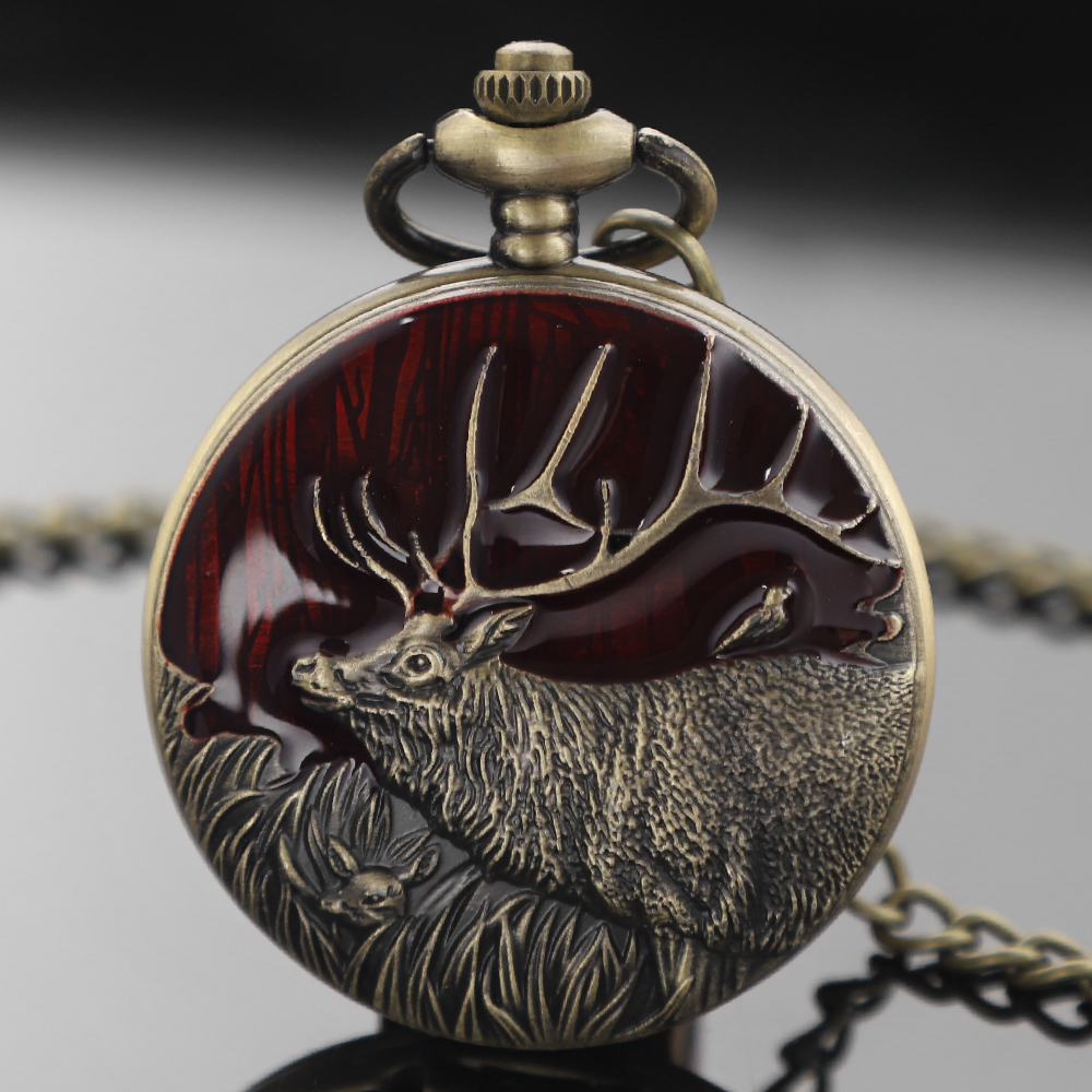 Vintage Deer Design Pocket Compass Watch  Outdoor Camping & Hiking Gift for Men and Women