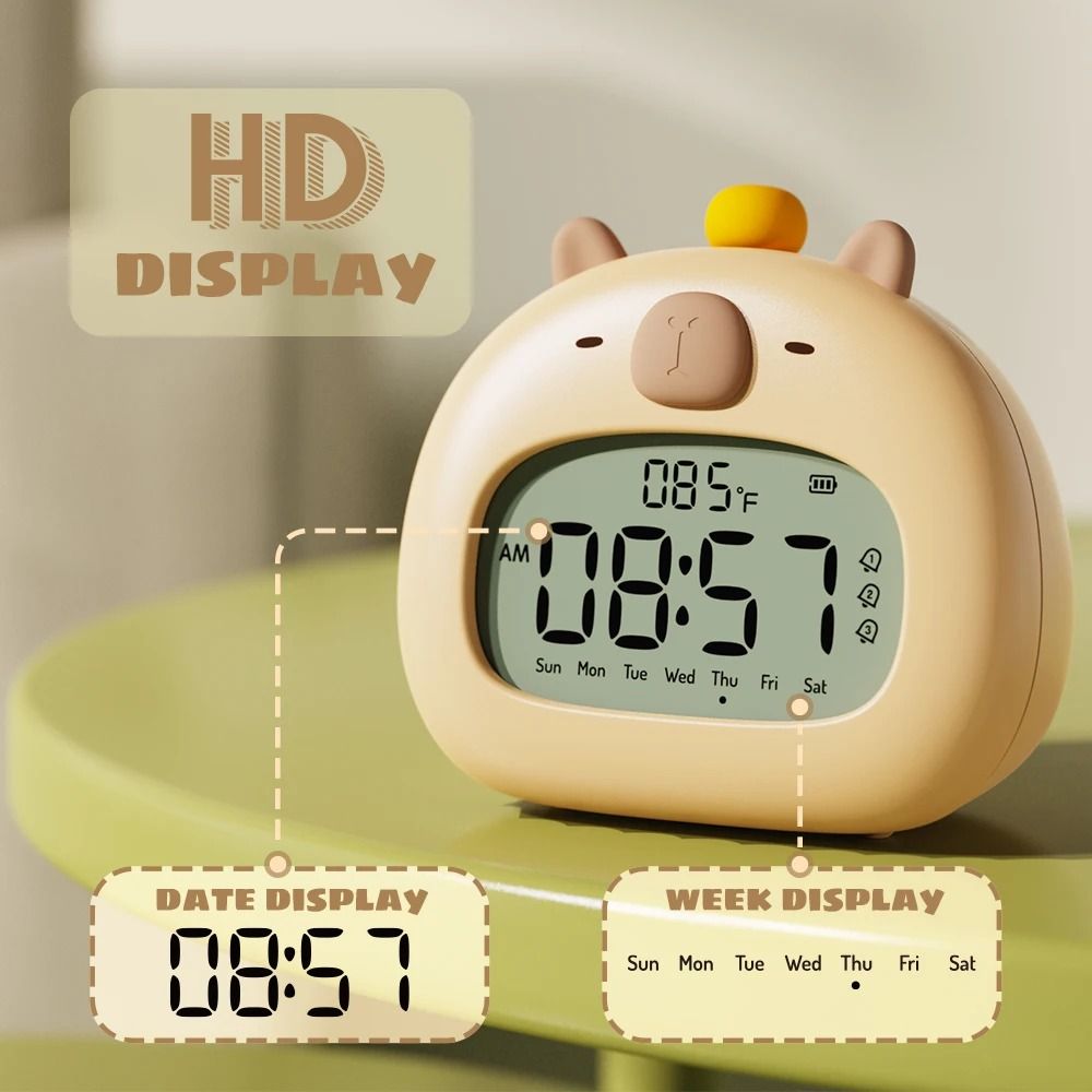 Cute Capybara Bedside LED Kids Alarm Clock