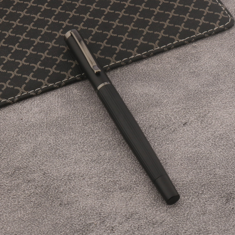 Matte Black Roman Column Luxury Metal Pen Premium Ballpoint Writing Pen