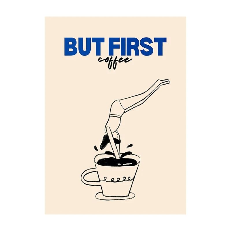 Surreal Coffee Diver Canvas Poster | Trendy Kitchen Gallery Wall Art