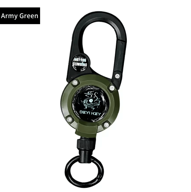 SecureClip Retractable Steel Wire Keychain with Carabiner Reel