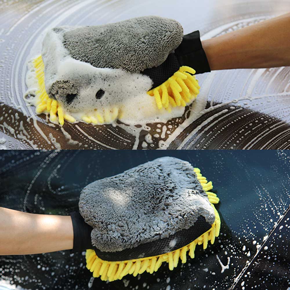Soft Coral Car Wash Mitt, Anti Scratch Cleaning Glove, Thick Multifunction Car Detailing Brush
