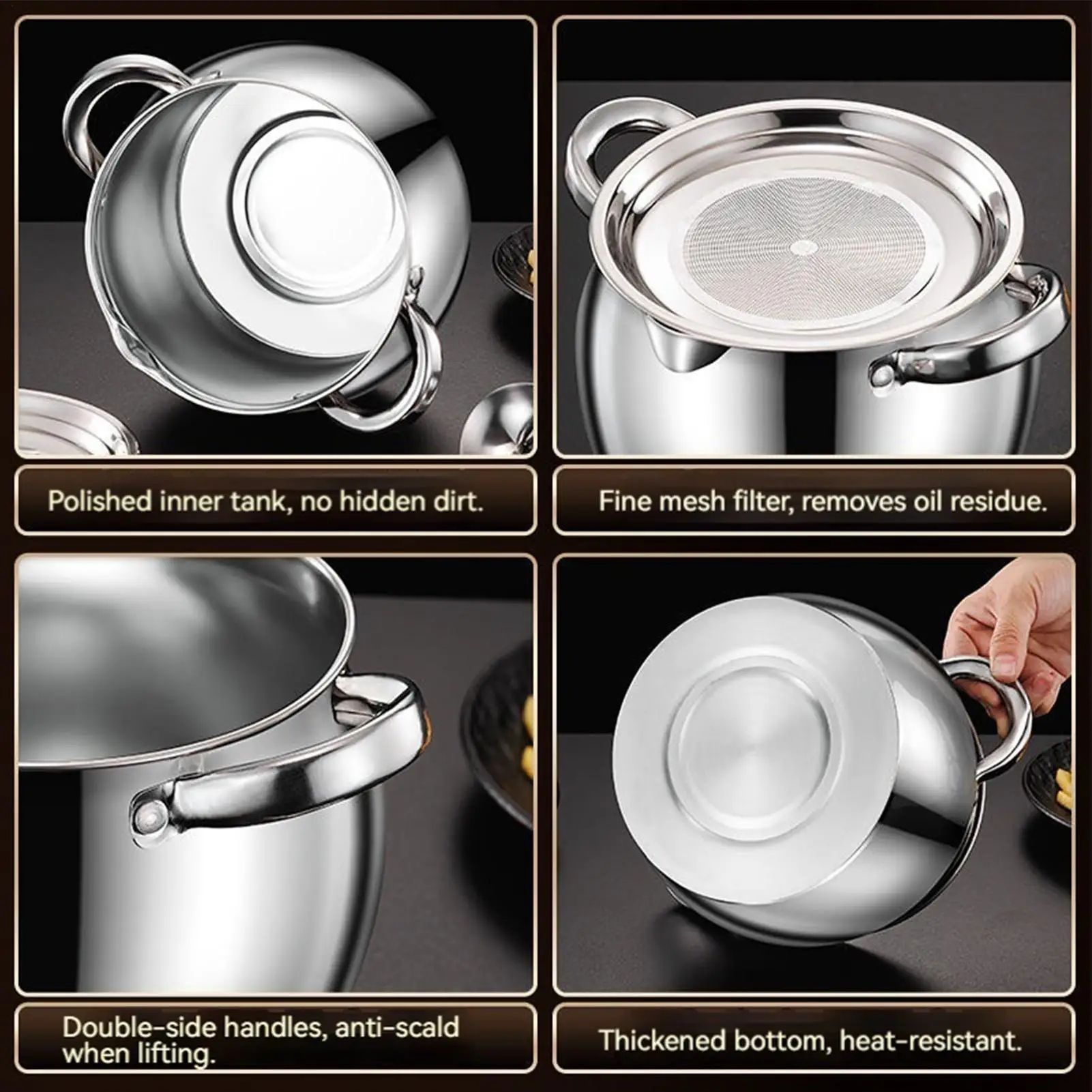 Stainless Steel Grease Container with Strainer Lid