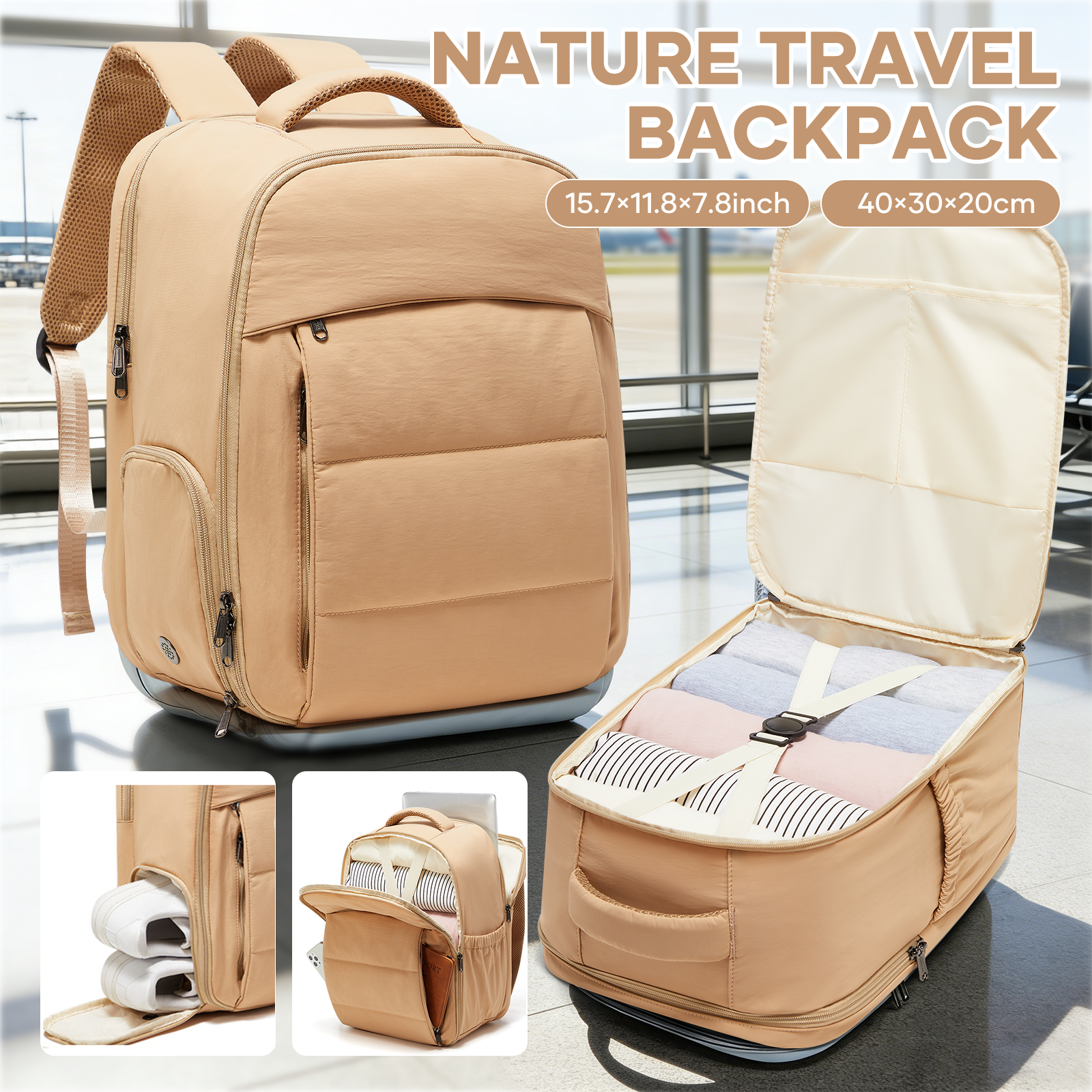 Laptop Backpack for Travel & School, Durable Cabin Bag for Ryanair, Carry-On, and Everyday Use