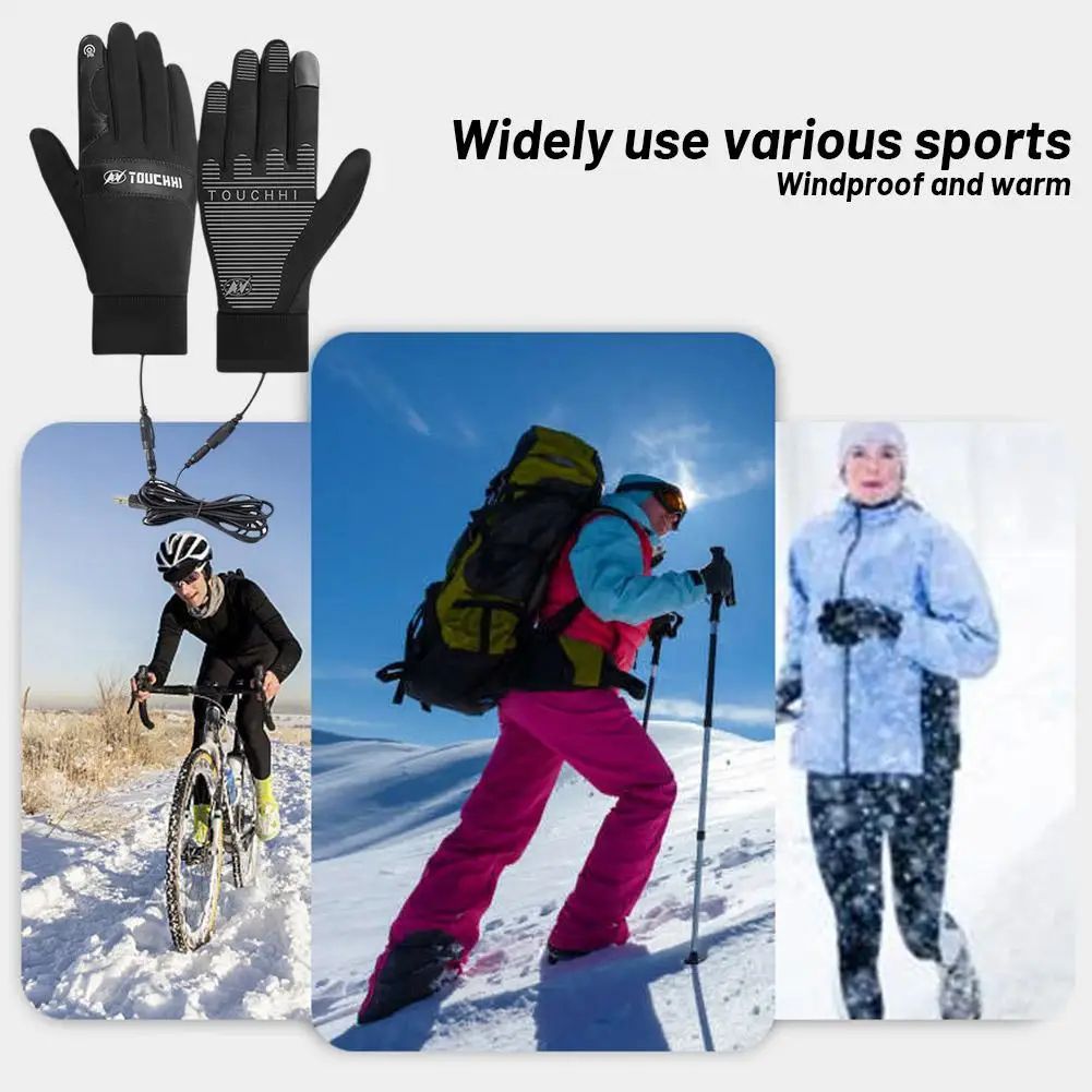 USB Heated Gloves for Men & Women – Quick-Warm Velvet Lined Winter Gloves for Cycling & Ski
