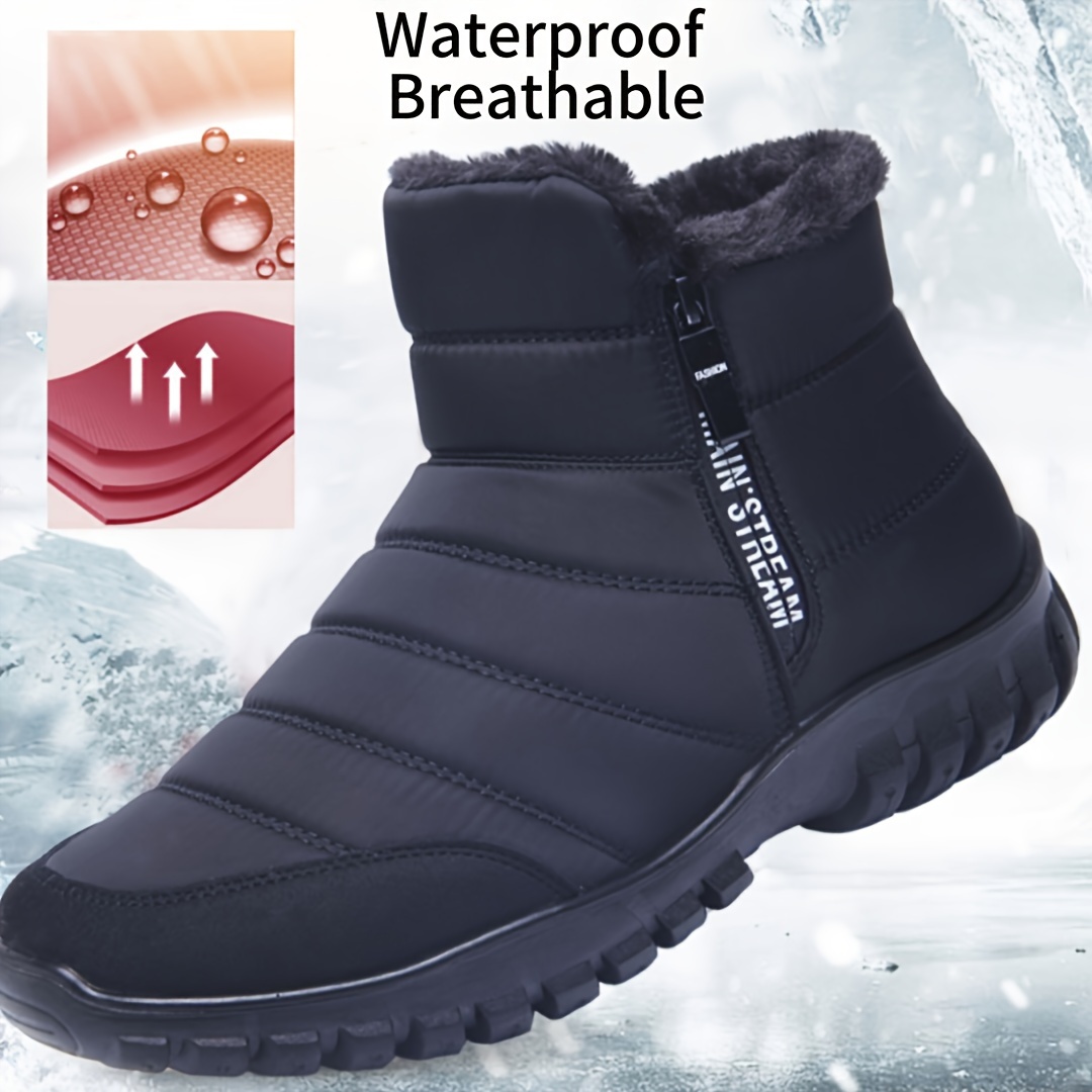 Warm Cotton Zipper Snow Ankle Boots Mens Sneakers Winter Shoes, Autumn Shoes Waterproof Snow Boots Shoe