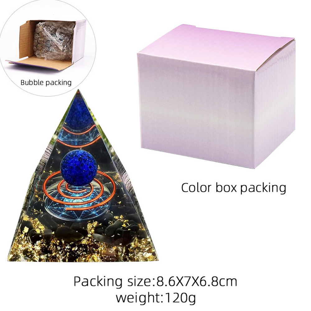 Energy Pyramid Orgonite Healing Crystal Amethyst Ball Natural Chakra Tool Home Decor Gift