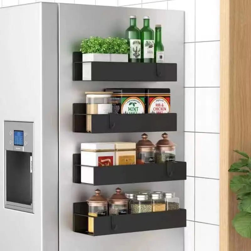 Space Saving Refrigerator Magnetic Shelf Hanging Basket Storage Rack Kitchen Organizer Sundry Holder Spice Shelf
