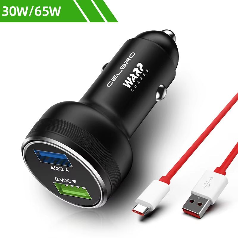 OnePlus Dual USB Car Charger 80W Super Fast SuperVOOC Warp Charge Adapter
