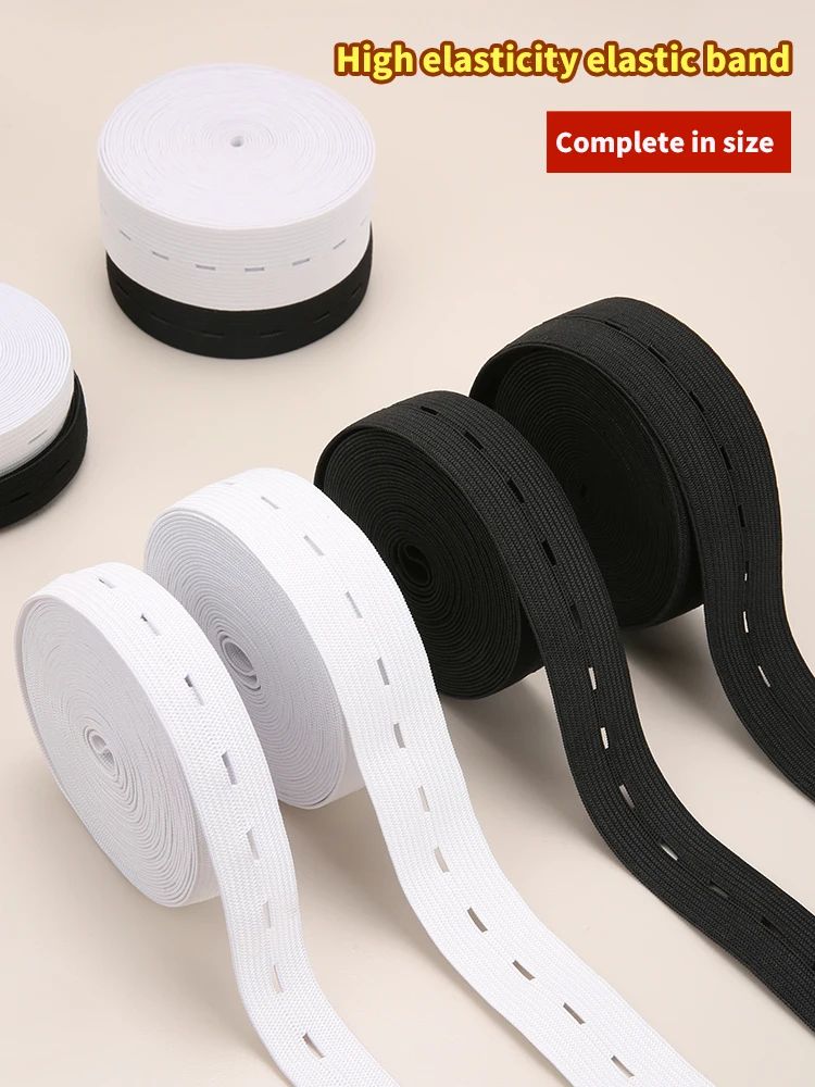 5M Button Hole Elastic Belt Braided Stretch Belt for DIY Sewing Accessories
