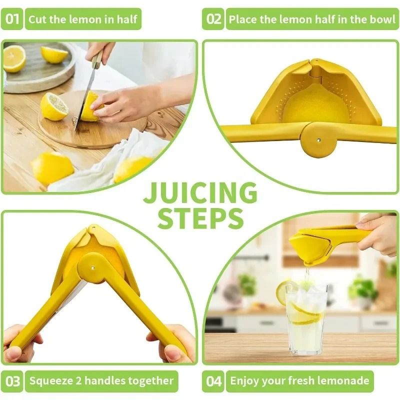 Max Juice Extraction Lemon Lime Squeezer – Easy-to-Use Flat Citrus Press with Built-in Strainer