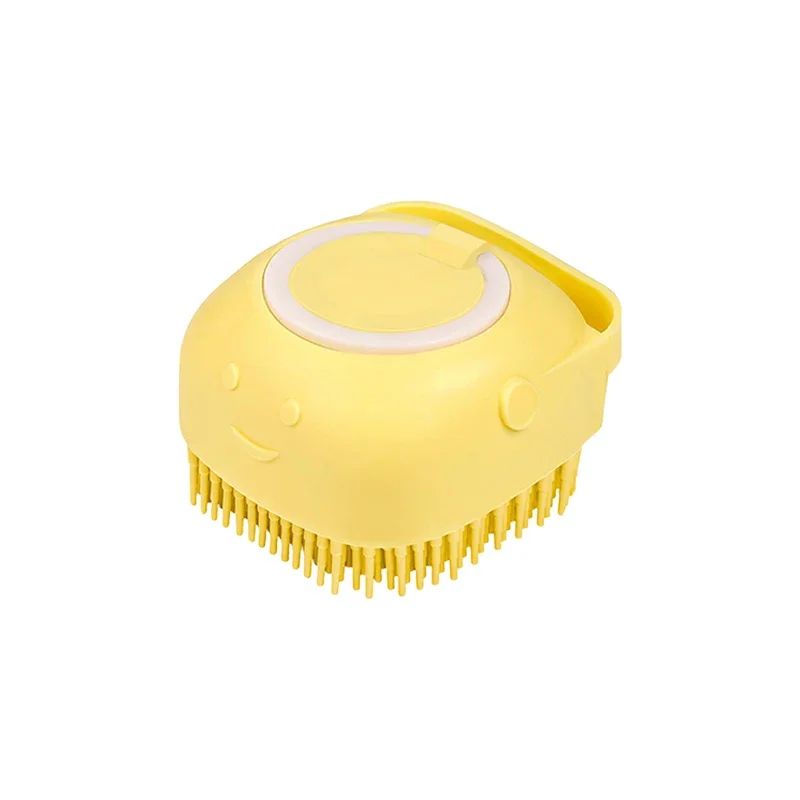 Silicone Dog Bathing Brush with Shampoo Dispenser – Soft Pet Massage Grooming Tool