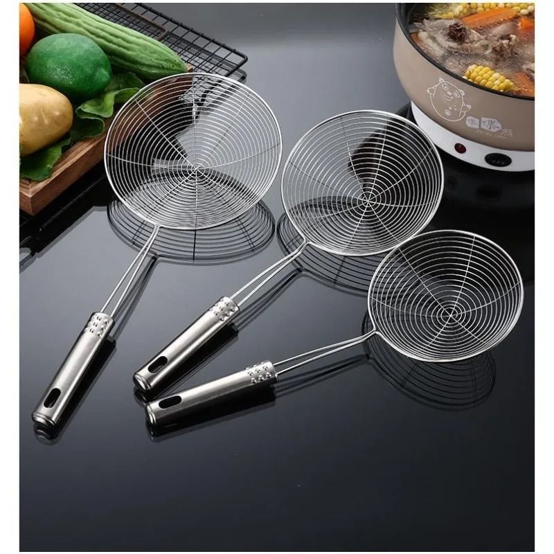 Stainless Steel Wire Mesh Skimmer Spoon Heat Resistant Frying Strainer Scoop