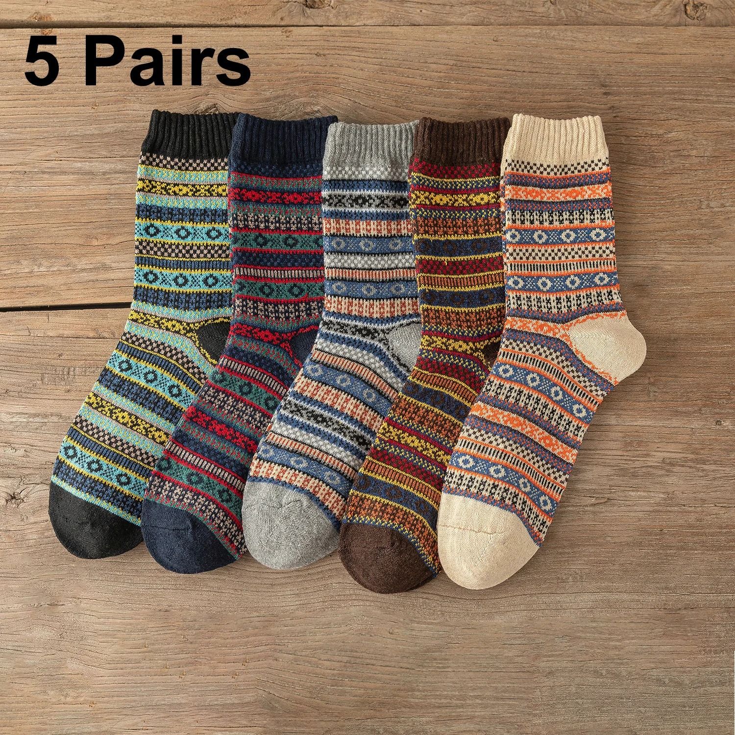 Cozy Winter Wool Socks for Men and Women (5 Pairs Set)