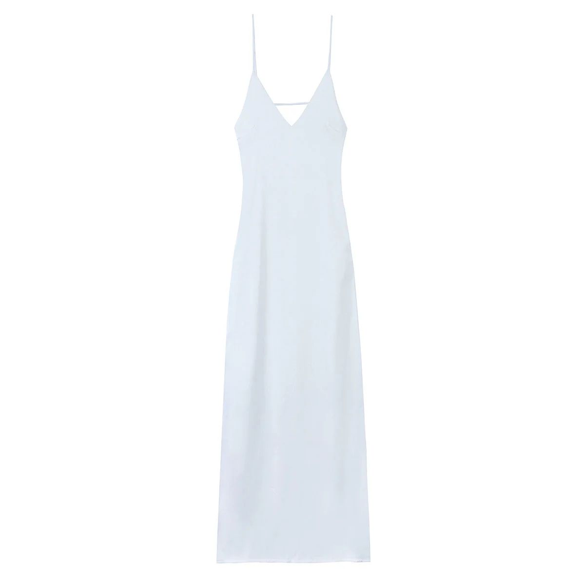 Sunlit Grace Yellow Satin V-Neck Maxi Dress – Elegant Sleeveless Summer Party Dress