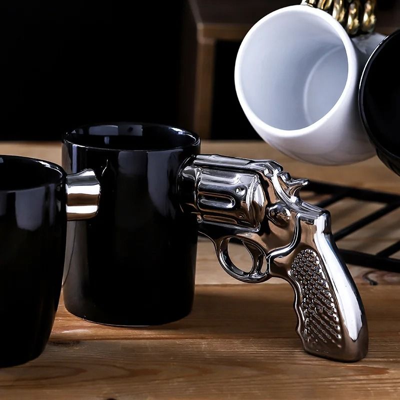 Creative 3D Revolver Modeling Ceramic Coffee Mug