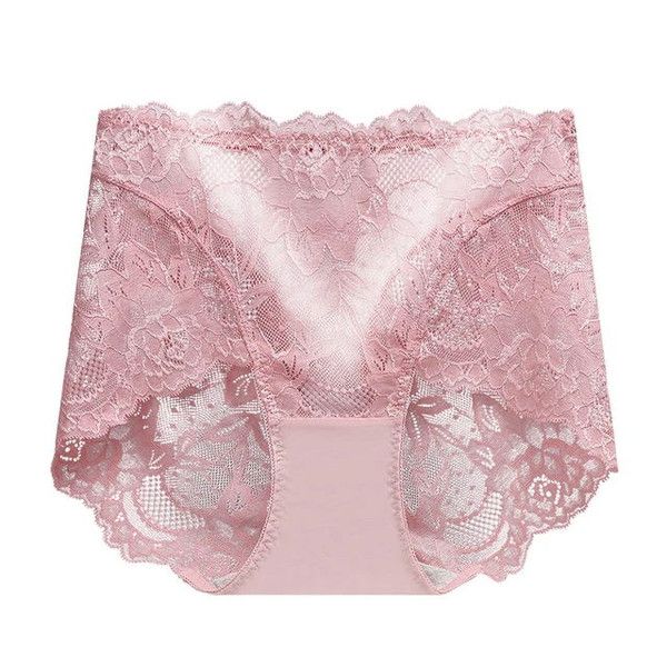 Women Floral Lace Panties Briefs Transparent High Rise Knickers Sexy Brief Underwear Ladies M-XL Brazilian Pants Erotic