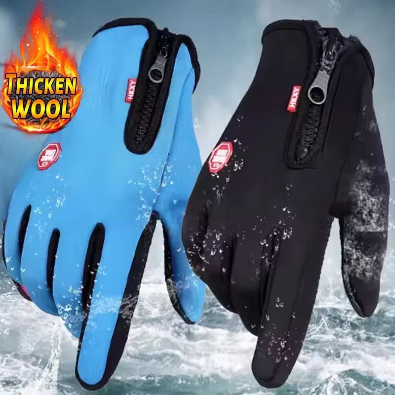 Waterproof Windproof Winter Gloves with Touch-Screen Zipper for Men and Women