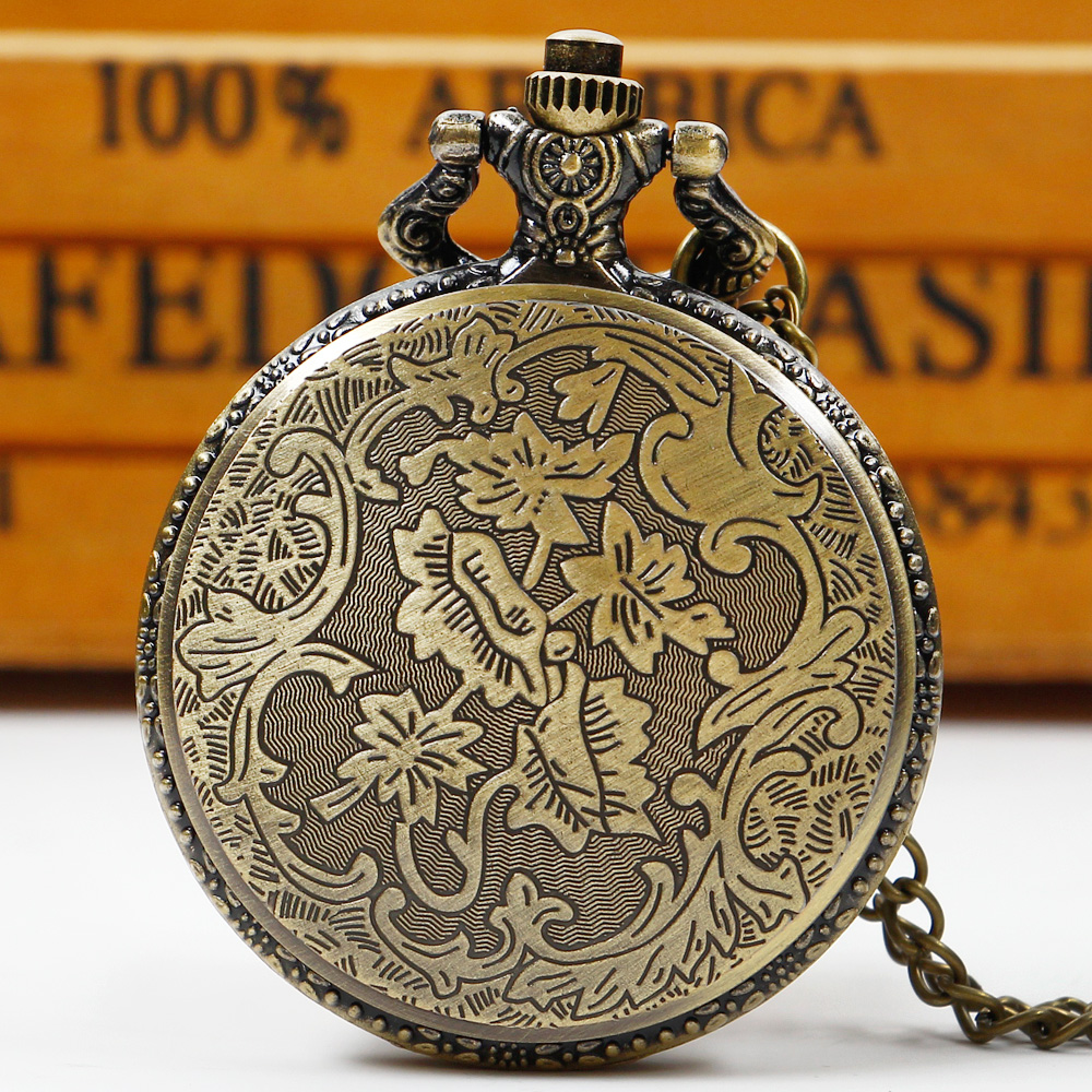 Creative Wolf Head Carved FOB Watch for Men, Personalised Quartz Pocket Watch with Arabic Numerals