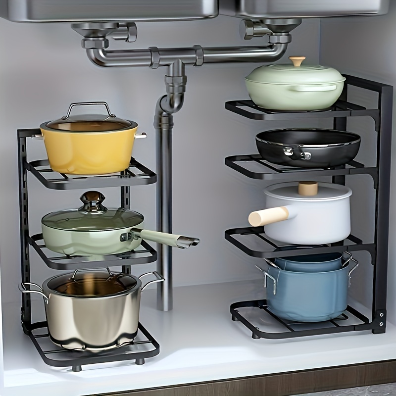 Adjustable Stainless Steel Pot Rack Organiser for Kitchen Storage