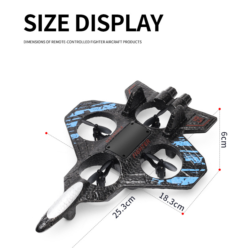 Stunt Foam Fighter Airplane Toy Drone, Kids Flying Helicopter RC Hobby Jet Plane with Light