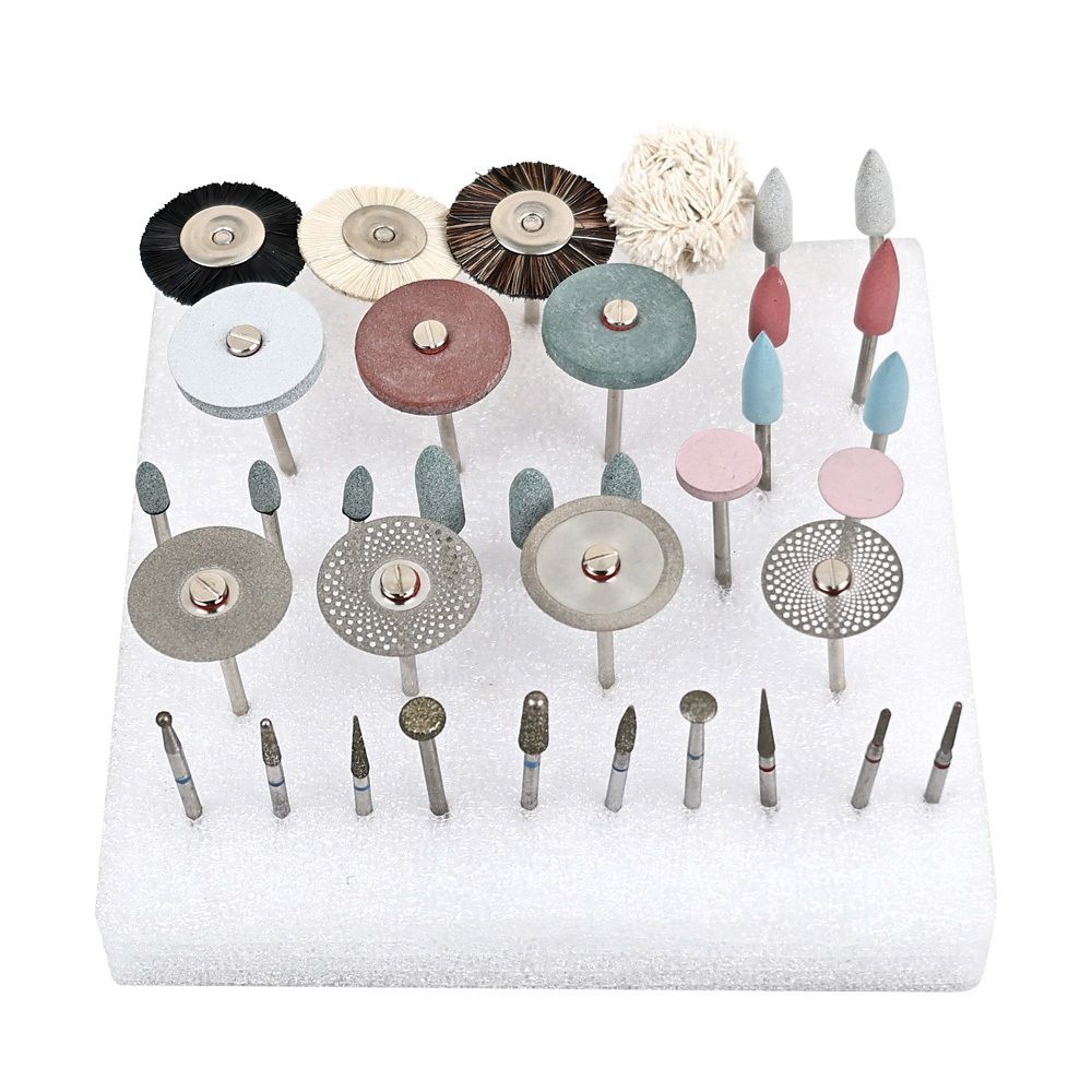 Comprehensive Dental Lab HP Kit, 35-Piece Polishing Set with Diamond Burs & Brushes for Ceramic & Porcelain Work
