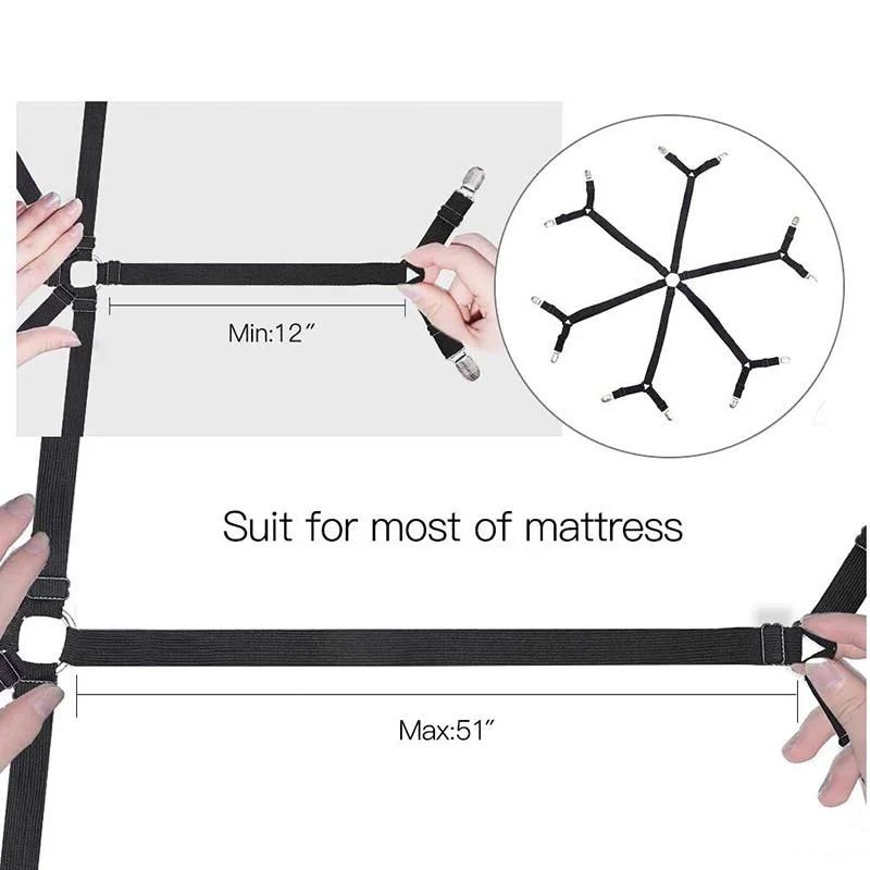 StayPut Adjustable Bed Sheet Holder Straps with 12 Clips – Non-Slip Mattress Sheet Clips & Elastic Grippers