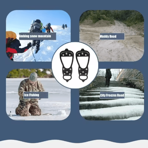 8 Teeth Ice Gripper Spikes Anti Slip Shoe Covers for Winter Hiking Snow Traction