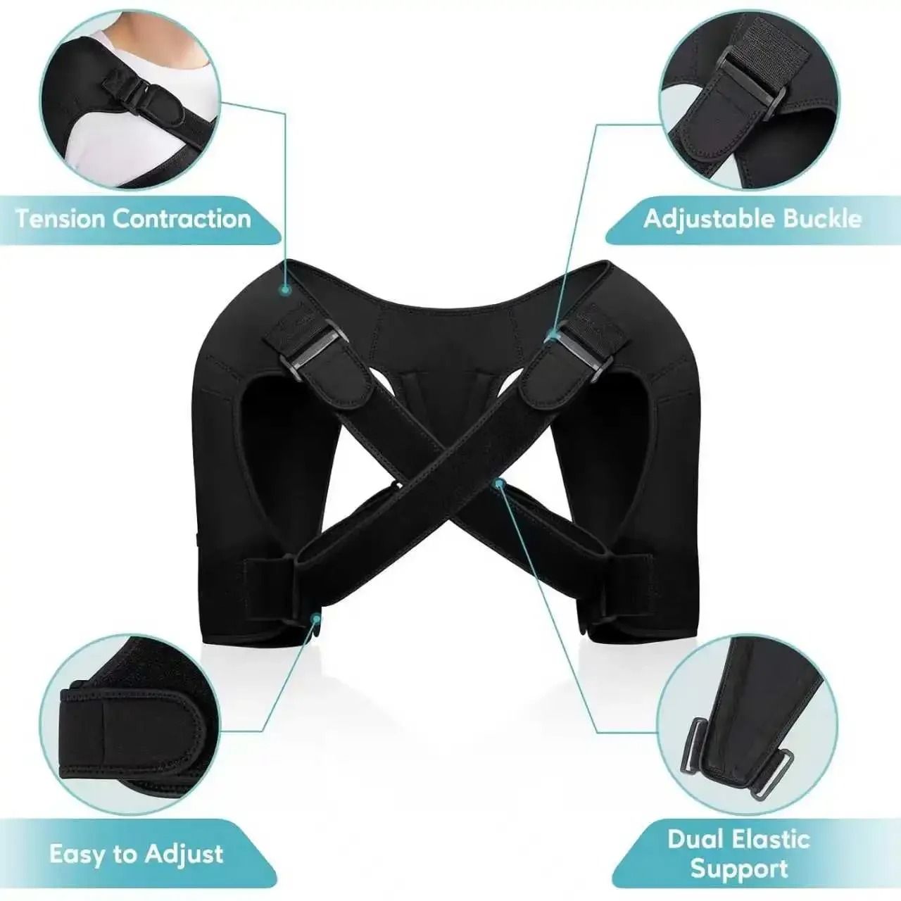 Double Shoulder Warm Compression Recovery Wrap for Rotator Cuff and Tendonitis Relief