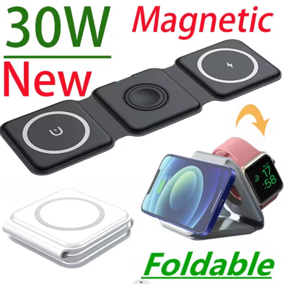 Portable Foldable Magnetic Wireless Charger Dock Station Fast Charging Trip Charger