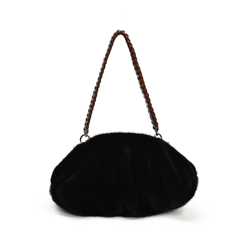 Luxury Faux Fur Shoulder Bag Soft Plush Hobo Winter Designer Tote