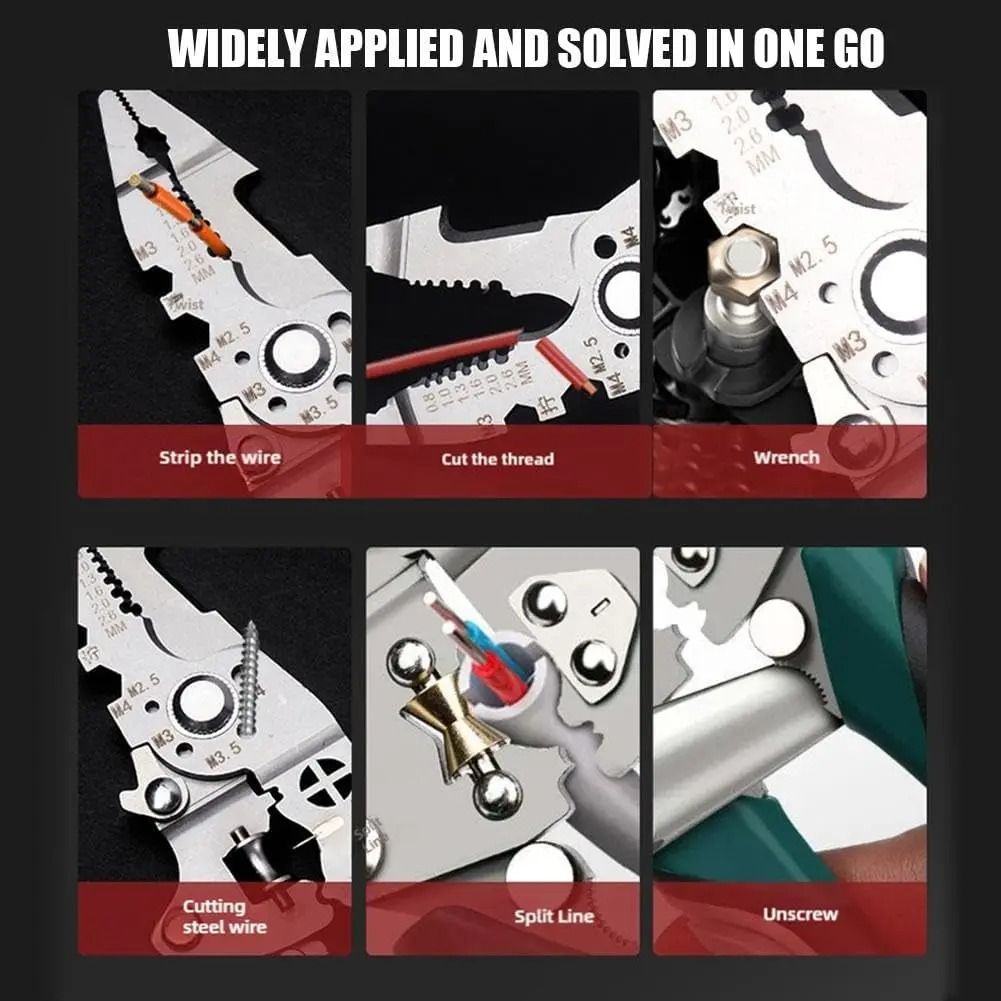 Foldable 18 in 1 Wire Stripping and Crimping Pliers