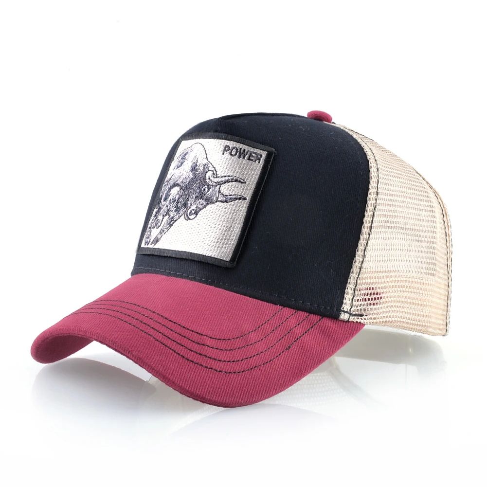 Embroidered Bull Patch Mesh Trucker Cap – Hip Hop Snapback Baseball Hat