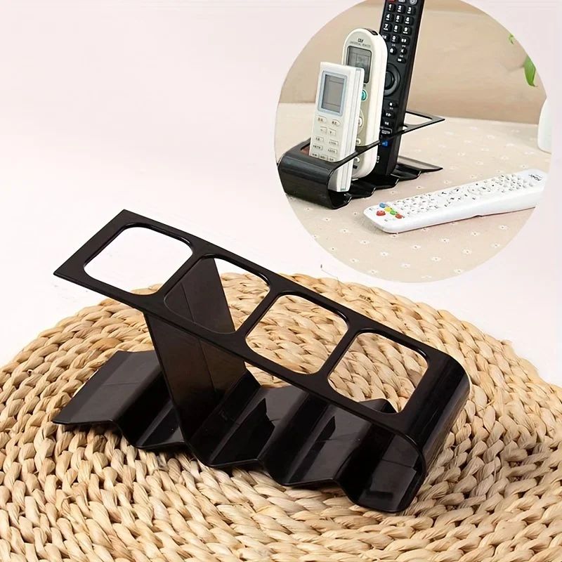 4-Slot Remote Control Holder Desk Organizer – Space Saving Plastic TV & Office Storage Rack