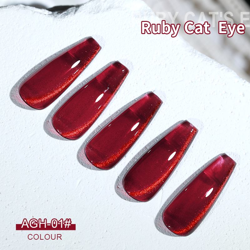 Gel Nail Polish - Red Cat Eye Nail Varnish Gel for Professional & Home Manicures